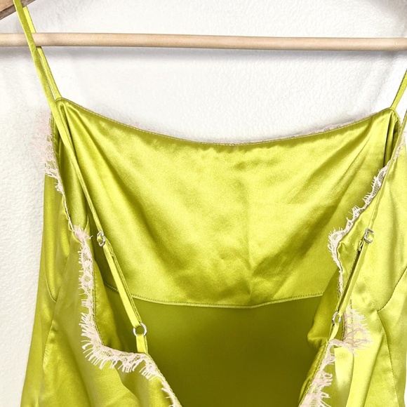 FLEUR DU MAL Straight Neck Lace Trim Cami Top in Chartreuse - Picture 10 of 10